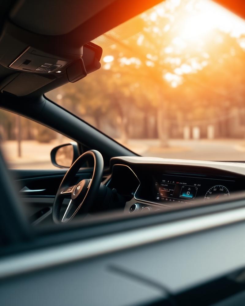 Car interior in warm light